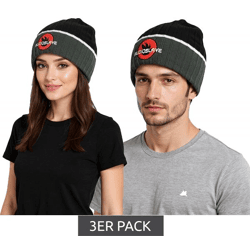 3er Sparpack Audioslave Beanie Rockband kuschelige Mütze mit Logo-Stickerei Winter-Mütze Fan-Artikel 1318AUD Schwarz/Grau/Weiß