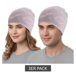 3er Pack Orange County Choppers Beanie kuschelige Mütze mit Motorrad-Motiv Winter-Mütze Fan-Artikel 4052OCC Grau/Rosa