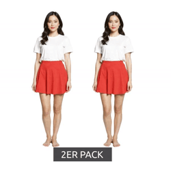 2er Sparpack COURSE Damen Mini-Rock Jersey-Rock mit Gummizug ausgestellter Sommer-Rock Rot