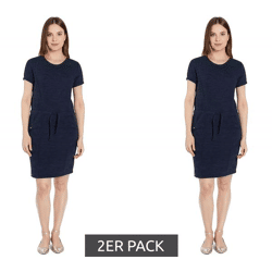 2er Sparpack POLARINO Damen Sommer-Kleid Mini-Kleid stylisches Shirt-Kleid Urlaubs-Kleid 24164953 Dunkelblau