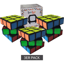 3er Pack bonbae Zauberwürfel 3x3 für Kinder und Erwachsene Puzzle-Spiel fördert Konzentration Logik und Geschick Lern-Spiel Schwarz/Bunt