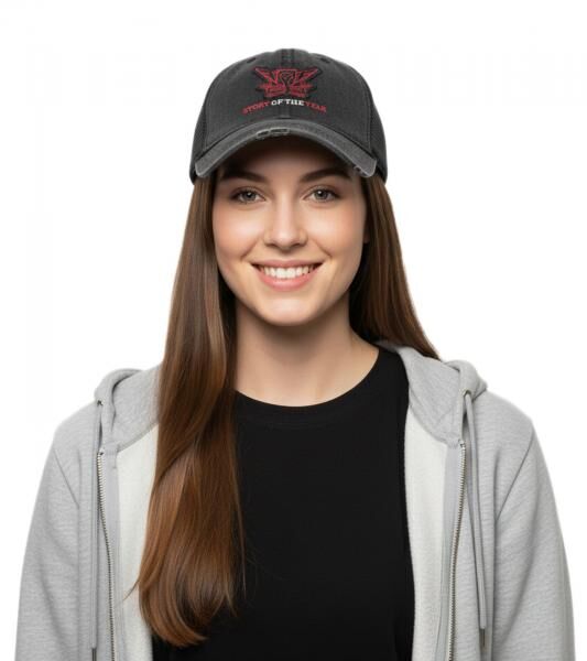 "STORY OF THE YEAR" Unisex Cap Baumwoll-Cap mit Mesh-Einsatz im klassischen Schnitt mit leicht gebogenen Schnitt Grau/Rosa