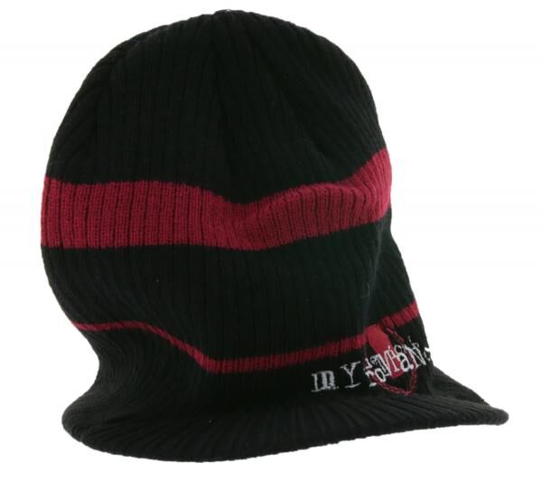 My Chemical Romance Unisex Beanie mit Schriftzug Schirm-Beanie Freizeit-M&uuml;tze Schwarz/Pink/Wei&szlig;
