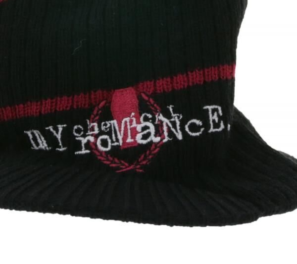 My Chemical Romance Unisex Beanie mit Schriftzug Schirm-Beanie Freizeit-M&uuml;tze Schwarz/Pink/Wei&szlig;