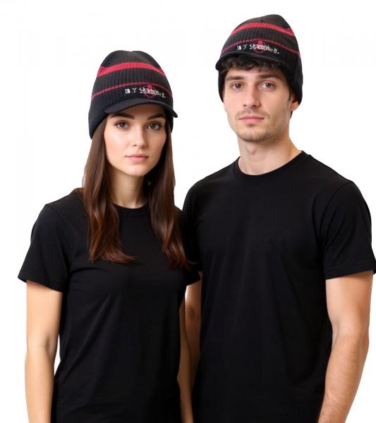 My Chemical Romance Unisex Beanie mit Schriftzug Schirm-Beanie Freizeit-M&uuml;tze Schwarz/Pink/Wei&szlig;