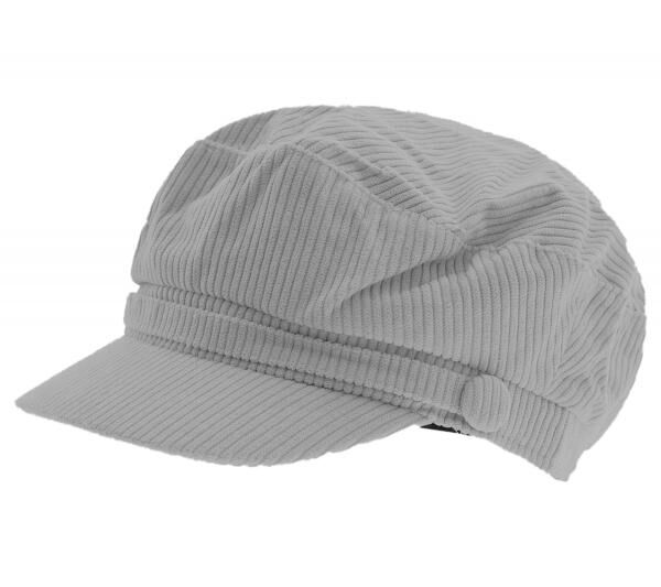 Baker-Boy-M&uuml;tze im Cord-Style Ballon-M&uuml;tze Kopfbedeckung Sommer-Cap Schirm-M&uuml;tze 4606M K248131 Grau