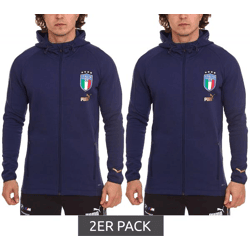 2er Sparpack PUMA FIGC Coach Herren Sweat-Jacke Trainings-Jacke Italien Fanwear 767108 13 Dunkelblau
