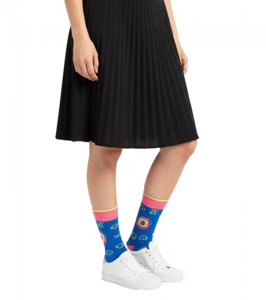 6 Paar Moustard Digipet Baumwoll-Socken Tamagotchi Design Retro-Gameplay gemusterte lange Str&uuml;mpfe 22S-DIGI Dunkelblau/Rosa/Gelb