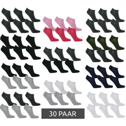 30 Paar TASTIQ Sneaker-Socken schlichte Baumwoll-Socken in Geschenkbox Sport-Socken Grau, Schwarz, Weiß, Blau, Grün oder Rosa