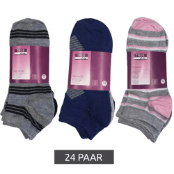 24 Paar TRUE style Baumwoll-Strümpfe mit Komfortbund nachhaltige Sneaker-Socken mit verschiedenen Mustern Pink, Blau oder Schwarz