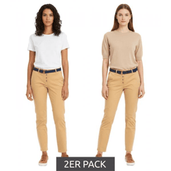 2er Pack TOM TAILOR Damen Chino-Hose stylische Alltags-Hose mit Gürtel 46246404 Beige