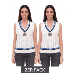 2er Pack Tom Tailor Cable Damen Pullunder mit Zopfstrick 19092600 Wollweiß