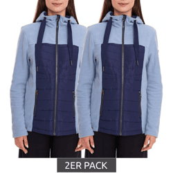 2er Pack KangaROOS Damen Fleece-Jacke Steppjacke mit Kapuze im Sparpack Übergangs-Jacke 19061321 Blau