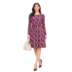 Aniston SELECTED Damen Sommer-Kleid Midi-Kleid mit geometrischen Mustern Urlaubs-Kleid 39733762 Lila/Braun/Grün