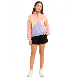 Kinder Troyer-Pullover für Mädchen Stehkragen-Pulli Alltags-Pullover 925305 Rosa/Beige/Lila