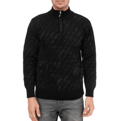 Sportiver Herren Stehkragen-Pullover mit 1/2-Zipper Feinstrick-Sweater 13444 Schwarz