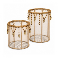 Dekotablett Bohemian braun/gold 14 cm 2er Set