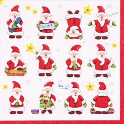 20 serviettes / napkins 33 x 33 cm - Funny Santas - Christmas