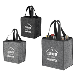 Felt bottle carrier for 6 bottles with saying 