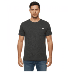 11 PROJECT Santo Men's Cotton Shirt T-Shirt, Heathered Summer Shirt with Chest Pocket 20715236 ME 194007 Black