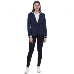 AjC Blazer Damen Business-Jacke mit Ein-Knopf-Verschluss Blazer Anzug-Jacke 90509505 Navy