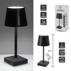 LED Tischleuchte, USB, schwarz, S, ca. 26cm