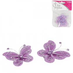 Decorative butterfly purple 4 cm set of 4