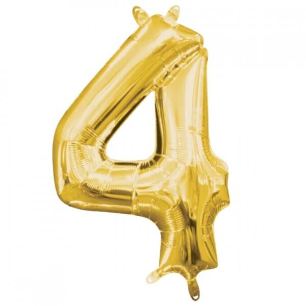 Folienballon Figur 4 gold 22 cm x 35 cm