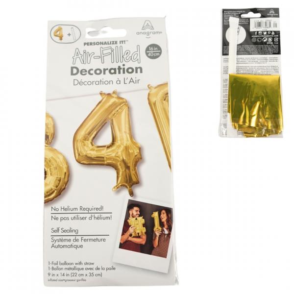 Folienballon Figur 4 gold 22 cm x 35 cm