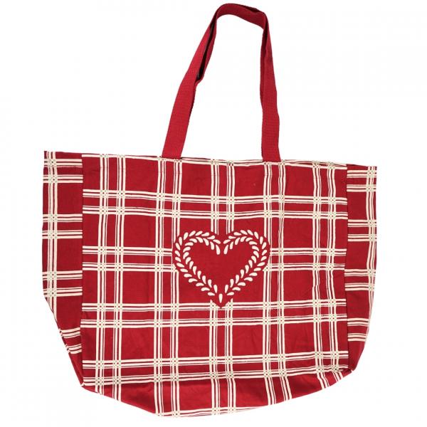 Shopper Herz rot/weiß 56 cm