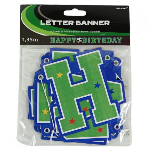 Buchstabenschnur Happy Birthday Fußball 135 cm