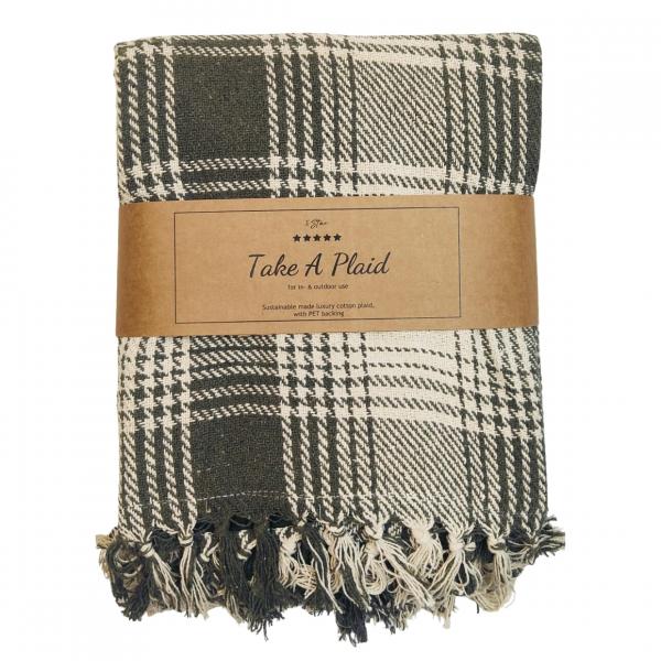 Take a Plaid polyback picnic blanket green/white 160 x 160 cm