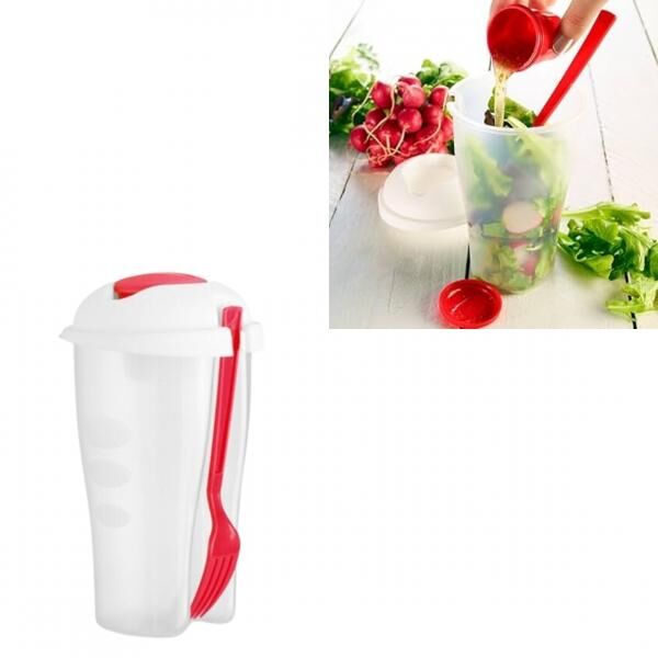 Salatstreuer mit Gabel und Dressingbehälter 700 ml sortiert
