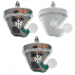 Kersthanger muts zilverkleurig 8 cm set van 3