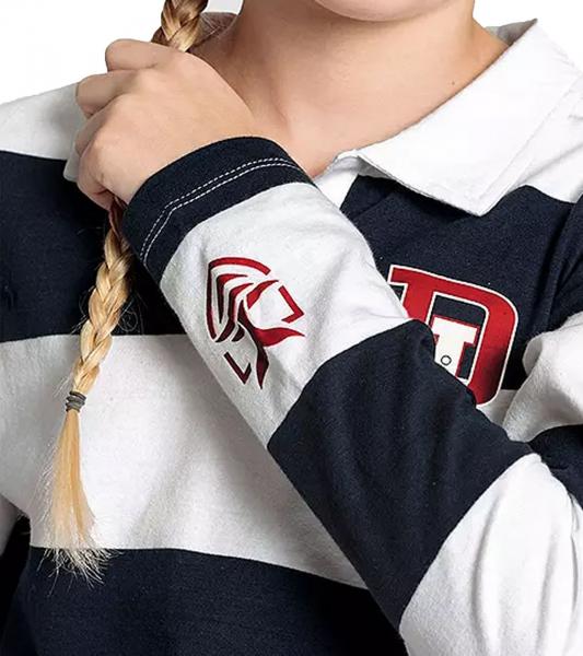 DELMAO Kinder Langarm-Shirt M&auml;dchen Longsleeve mit Polo-Kragen 54289803 Blau/Wei&szlig;
