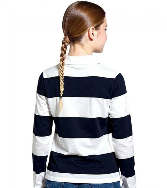 DELMAO Kinder Langarm-Shirt M&auml;dchen Longsleeve mit Polo-Kragen 54289803 Blau/Wei&szlig;