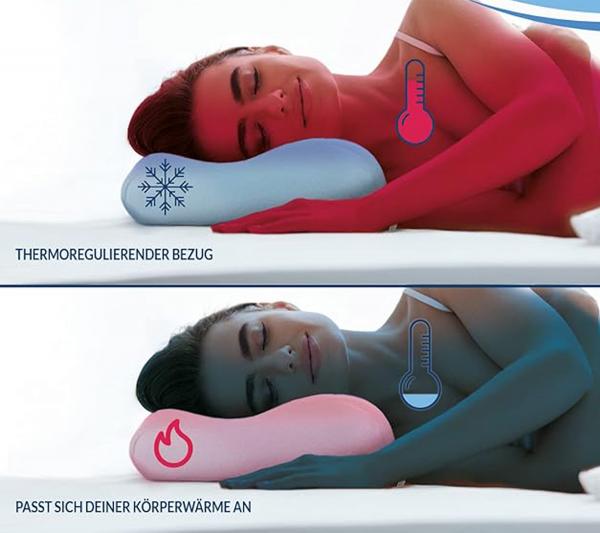thermoregulierendes SCHLAFMEISTER Bat Kopf-Kissen Nackenst&uuml;tz-Kissen OEKO-TEX zertifiziert Allergiker-Kissen 60x30x8cm Wei&szlig;
