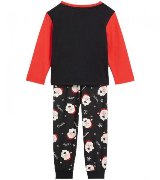 weiches Kinder 2-teiliger Pyjama-Set für Jungen und Mädchen Rundhals-Pullover mit Weihnachtsmann Motiv Baumwoll-Jogger mit Schneeflocken 