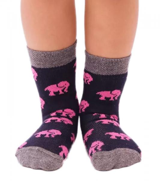 1 Paar Moustard Kinder-Socken aus Baumwolle Stopper-Socken mit Elefanten-Print Kleinkinder-Socken 20S-ELEP Schwarz/Rosa/Grau
