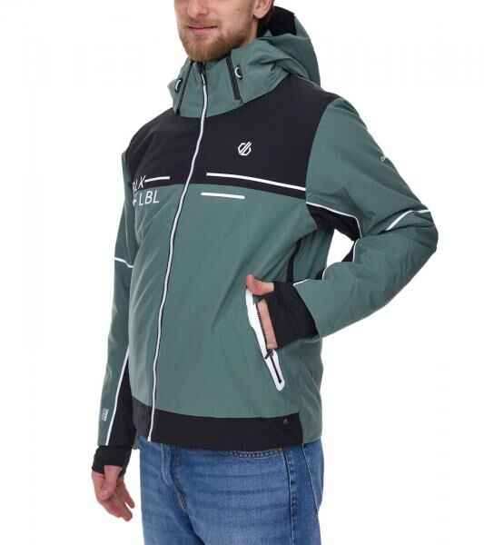 DARE 2b SPEED OUT II Herren Snowboard-Jacke wasserdichte Ski-Jacke nachhaltige Wintersport-Jacke DMP520_P7T Schwarz/Gr&uuml;n