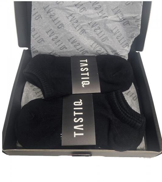 6 Paar TASTIQ Sneaker-Socken schlichte Baumwoll-Socken in Geschenkbox Sport-Socken Schwarz