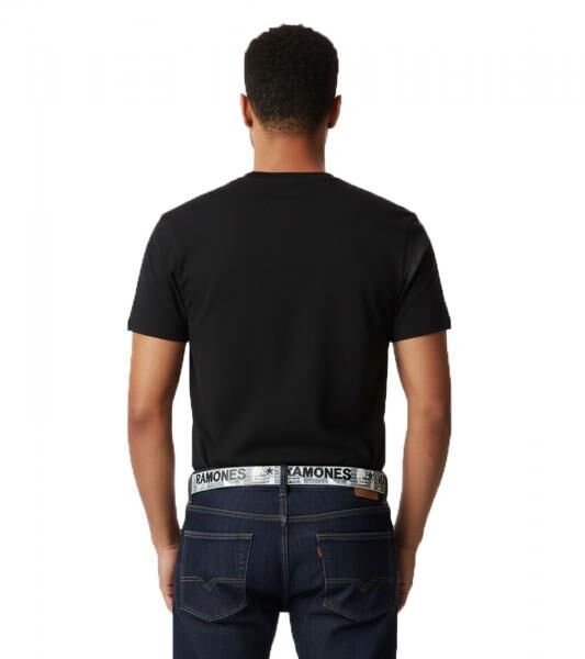 RAMONES G&uuml;rtel Herren G&uuml;rtel im Zeitungsdruck Echtleder BT106126RAM3 Wei&szlig;