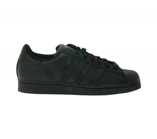adidas Superstar Damen Sneaker mit ikonischem Shell Toe Design Echtleder-Schuhe Low Top Sneaker EG4957 Schwarz