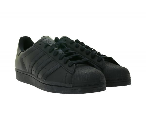 adidas Superstar Damen Sneaker mit ikonischem Shell Toe Design Echtleder-Schuhe Low Top Sneaker EG4957 Schwarz