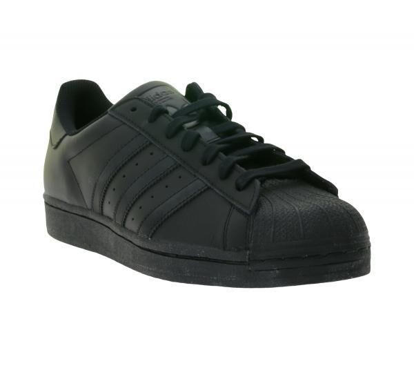adidas Superstar Damen Sneaker mit ikonischem Shell Toe Design Echtleder-Schuhe Low Top Sneaker EG4957 Schwarz
