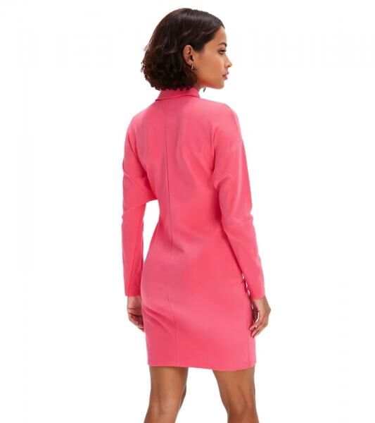 stylisches Damen Mini-Kleid Sommer-Kleid mit Hemdkragen und Fledermaus&auml;rmeln 934479 Pink