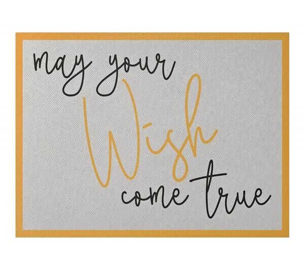 Dekorative Schmutzmatte &bdquo;May Your Wish Come True&ldquo; &ndash; rutschfeste Fu&szlig;matte Schmutzfangmatte 38&times;59 cm silbergrau