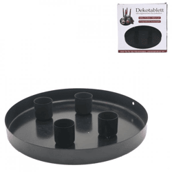 Tablett Kerzenhalter Metall schwarz 20 cm