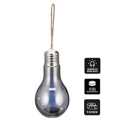 LED bulb w. hemp cord, gray, small, 5 LED, 18cm h