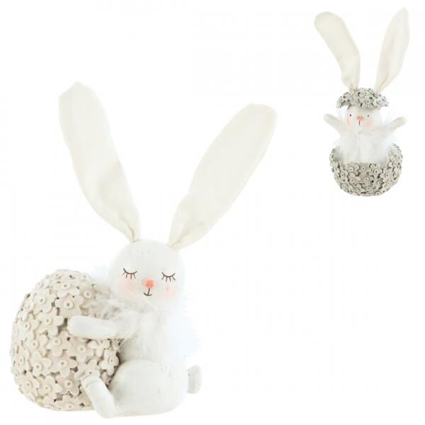 J-Line Statue Kaninchen weiß/grau 20 cm 2fach sortiert